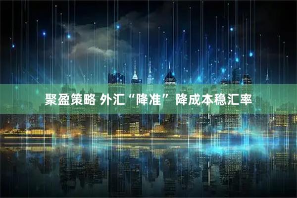 聚盈策略 外汇“降准” 降成本稳汇率