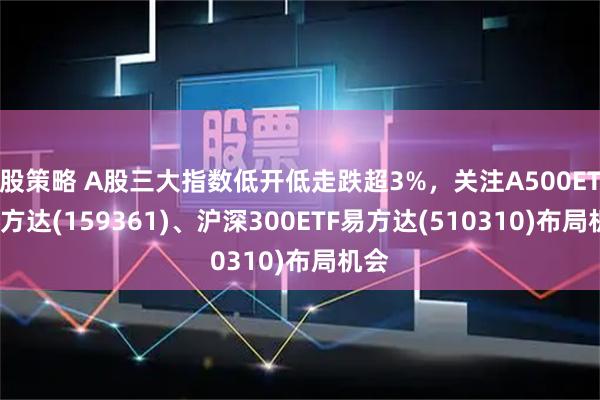 股策略 A股三大指数低开低走跌超3%，关注A500ETF易方达(159361)、沪深300ETF易方达(510310)布局机会
