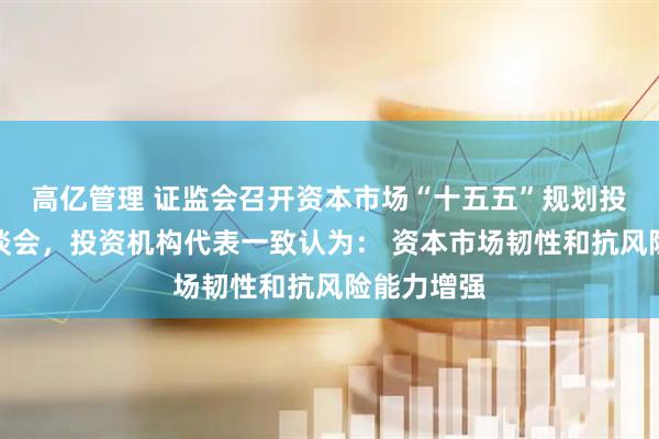 高亿管理 证监会召开资本市场“十五五”规划投资机构座谈会，投资机构代表一致认为： 资本市场韧性和抗风险能力增强