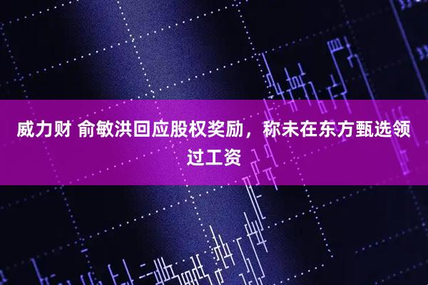 威力财 俞敏洪回应股权奖励，称未在东方甄选领过工资