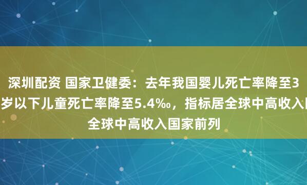 深圳配资 国家卫健委：去年我国婴儿死亡率降至3.8‰，5岁以下儿童死亡率降至5.4‰，指标居全球中高收入国家前列